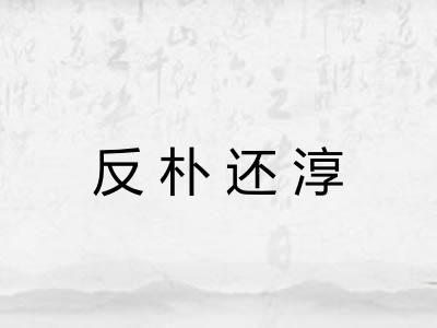 反朴还淳