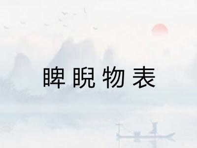 睥睨物表