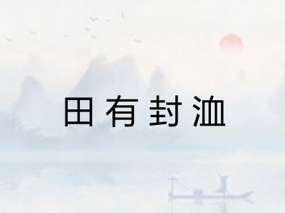 田有封洫 田有封洫
