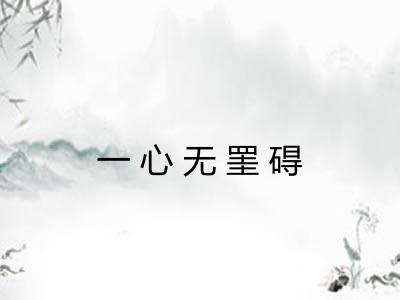 一心无罣碍 一心无罣碍